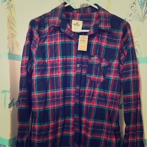 Nice hollister flannel long sleeve shirt
